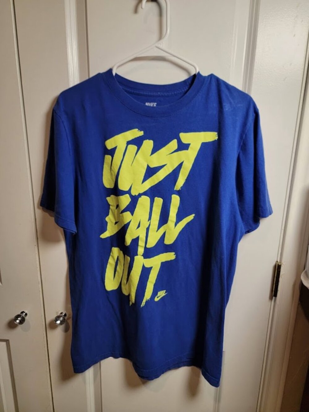 Nike Just Ball Out Graphic T-Shirt Men’s Large Blue Volt Basketball Tee